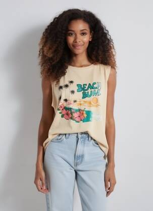 Débardeur coupe droite sans manche beige LILI SIDONIO femme