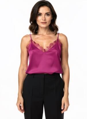 Top tissage crêpe fines bretelles violet MOLLY BRACKEN femme