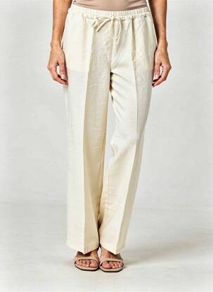 Pantalon droit taille élastique taille normale beige YAYA femme