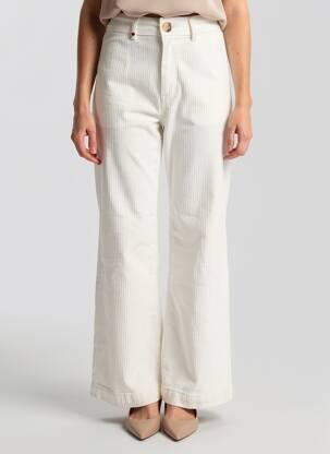 Pantalon flare taille normale taille normale blanc F.A.M. femme