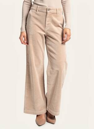 Pantalon flare taille normale taille normale beige F.A.M. femme