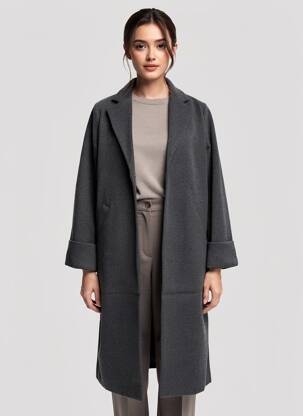 Manteau long fermeture pressionnée sans capuche gris NOISY MAY femme