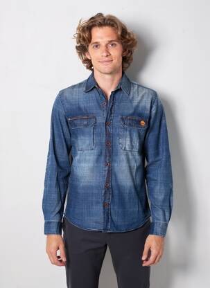 Chemise manches longues poches bleu DIKE homme