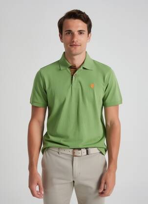 Polo tissage jersey manches courtes vert DIKE homme