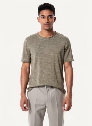 T-shirt tissage chiné manches courtes vert DIKE homme