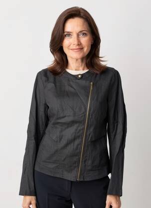 Veste casual col rond noir YEST femme