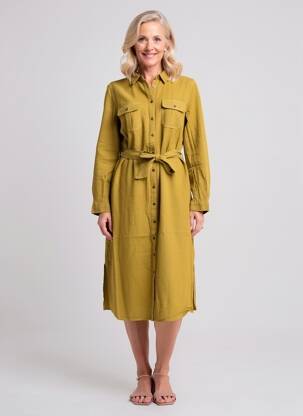 Robe mi-longue manches longues manches longues vert YEST femme