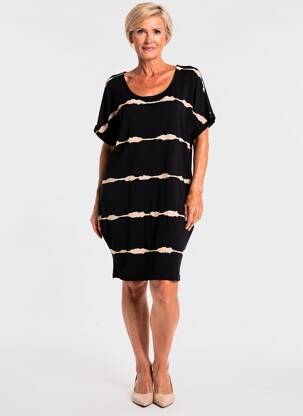 Robe mi-longue manches courtes manches courtes noir YEST femme
