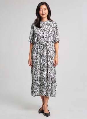 Robe longue imprimé fantaisie manches courtes noir YEST femme