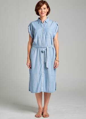 Robe longue manches courtes manches courtes bleu YEST femme