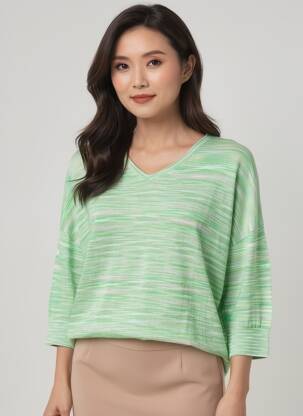 Pull coupe droite manches 3/4 vert YEST femme