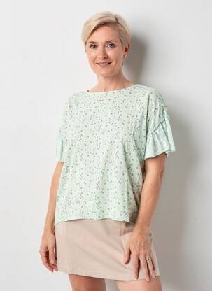Top imprimé fantaisie manches courtes vert YEST femme
