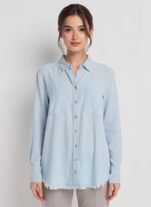 Chemisier coupe cintrée manches longues bleu TIFFOSI femme