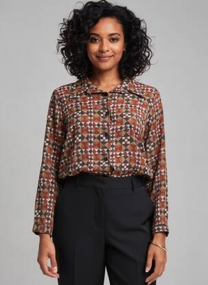 Chemisier tissage crêpe manches longues marron LA PETITE NÎMOISE femme