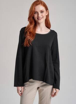 Pull tunique col rond manches longues noir DREAM VALLEY femme