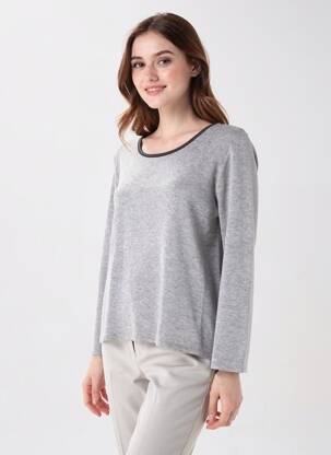 Pull tunique tissage chiné manches longues gris DREAM VALLEY femme