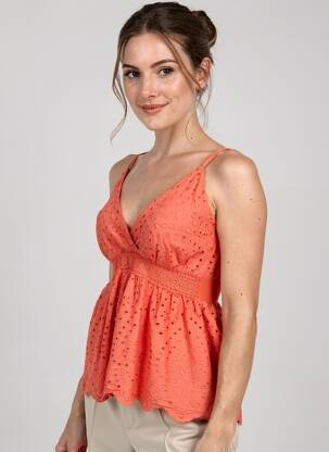 Top manches bretelles ajustables fines bretelles orange LA PETITE NÎMOISE femme