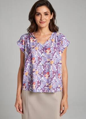 Chemisier manches courtes manches courtes violet C'EST BEAU LA VIE femme