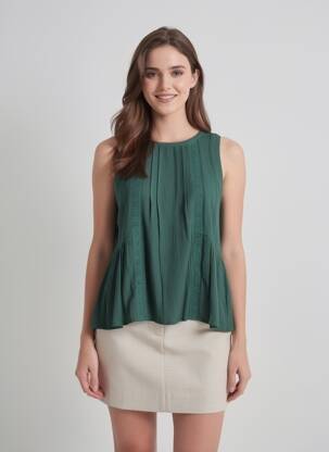 Top tissage crêpe sans manche vert TIFFOSI femme