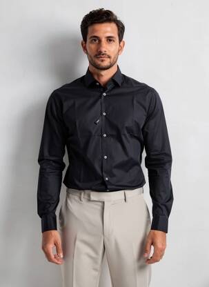 Chemise manches longues coupe cintrée noir STRELLSON homme