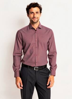 Chemise manches longues imprimé fantaisie rouge ARMANI homme