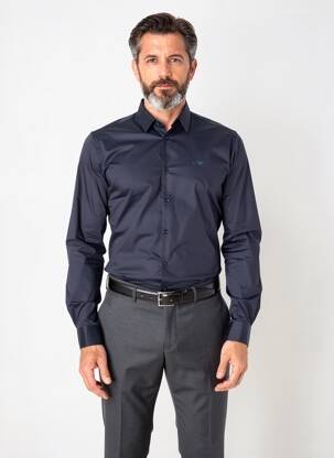 Chemise manches longues coupe cintrée bleu ARMANI homme