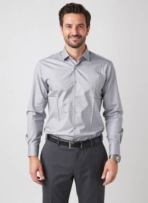 Chemise manches longues imprimé carreaux gris CALVIN KLEIN homme