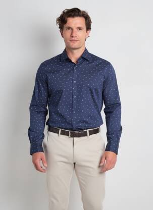 Chemise manches longues imprimé fantaisie bleu ARMANI homme