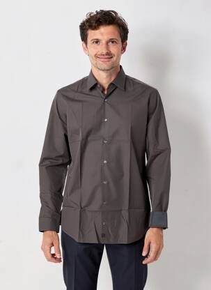 Chemise manches longues coupe cintrée marron STRELLSON homme