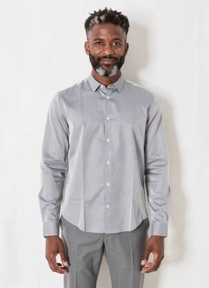 Chemise manches longues coupe cintrée bleu ARMANI homme