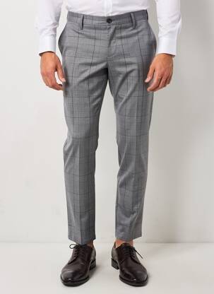 Pantalon chino imprimé imprimé prince de galle taille normale gris SELECTED homme