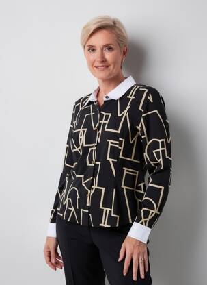 Chemisier coupe cintrée manches longues noir DOLCEZZA femme