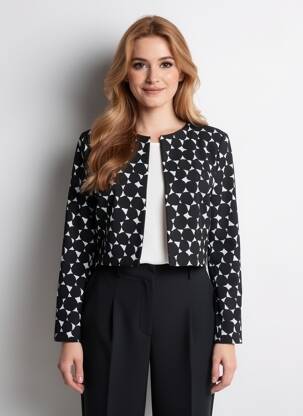 Veste chic col rond noir MICHAELA LOUISA femme