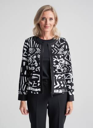 Veste casual col rond noir DOLCEZZA femme