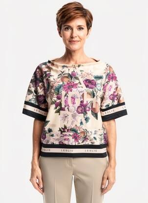 Sweat-shirt stretch manches courtes beige LESLIE femme