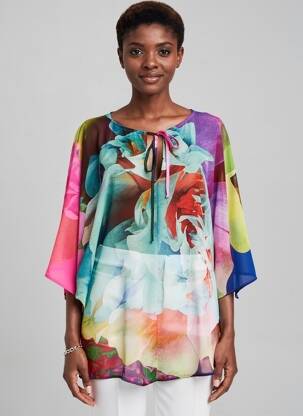 Tunique manches longues imprimé fantaisie bleu FUEGO WOMAN femme