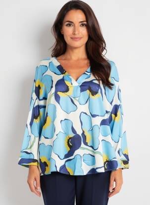 Tunique manches longues col v bleu ELEONORA AMADEI femme