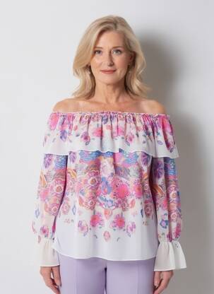 Blouse légère et transparente manches 3/4 rose LESLIE femme