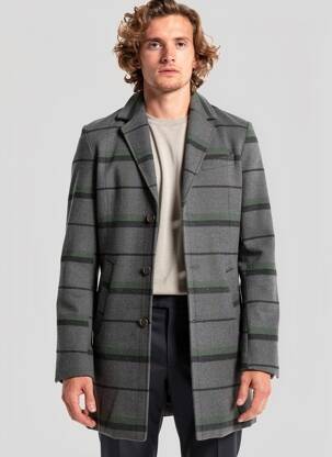 Manteau long epaulette sans capuche gris SOLID homme