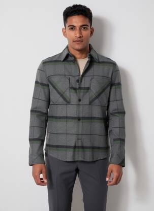 Veste casual fermeture boutonnée sur le devant gris SOLID homme