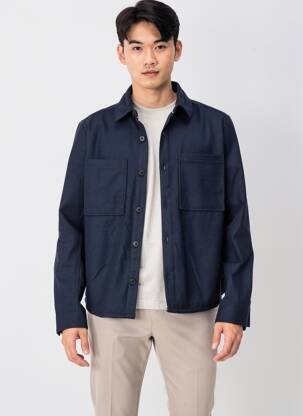 Veste casual fermeture boutonnée sur le devant bleu SOLID homme