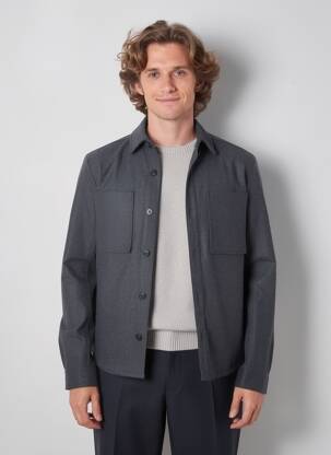 Veste casual fermeture boutonnée sur le devant gris SOLID homme