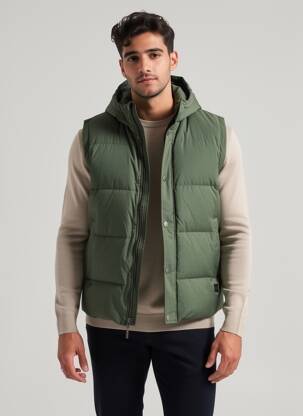 Doudoune poches a capuche vert SOLID homme