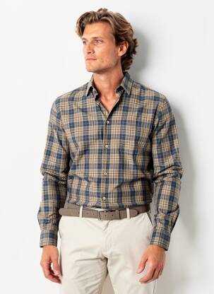 Chemise manches longues poches marron SOLID homme