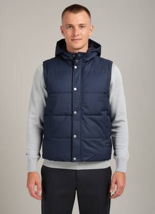 Doudoune poches a capuche bleu SOLID homme