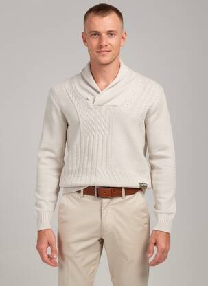 Pull col v manches longues beige TEDDY SMITH homme