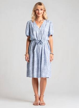 Robe mi-longue imprimé fantaisie manches courtes bleu TEDDY SMITH femme
