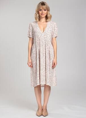 Robe mi-longue imprimé fantaisie manches courtes blanc TEDDY SMITH femme