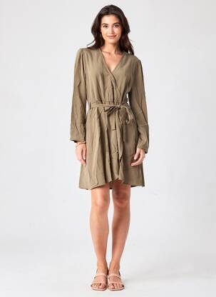 Robe mi-longue manches longues manches longues vert TEDDY SMITH femme