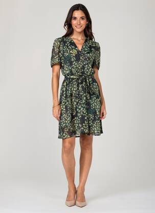 Robe mi-longue imprimé fantaisie manches courtes vert TEDDY SMITH femme